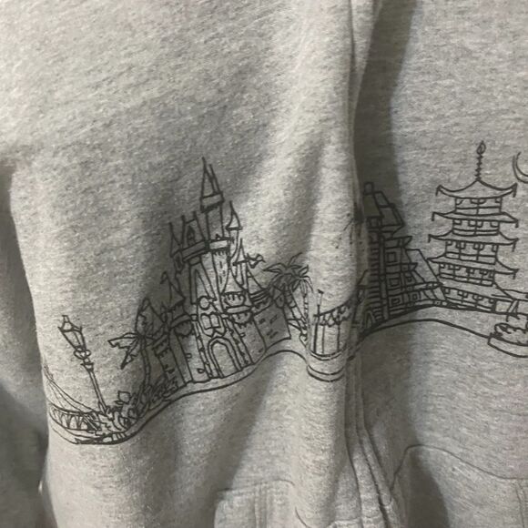 Disneyland Hanes Walt Disney World Gray Zip-Up Hoodie with Graphic Design Size L - Picture 13 of 16